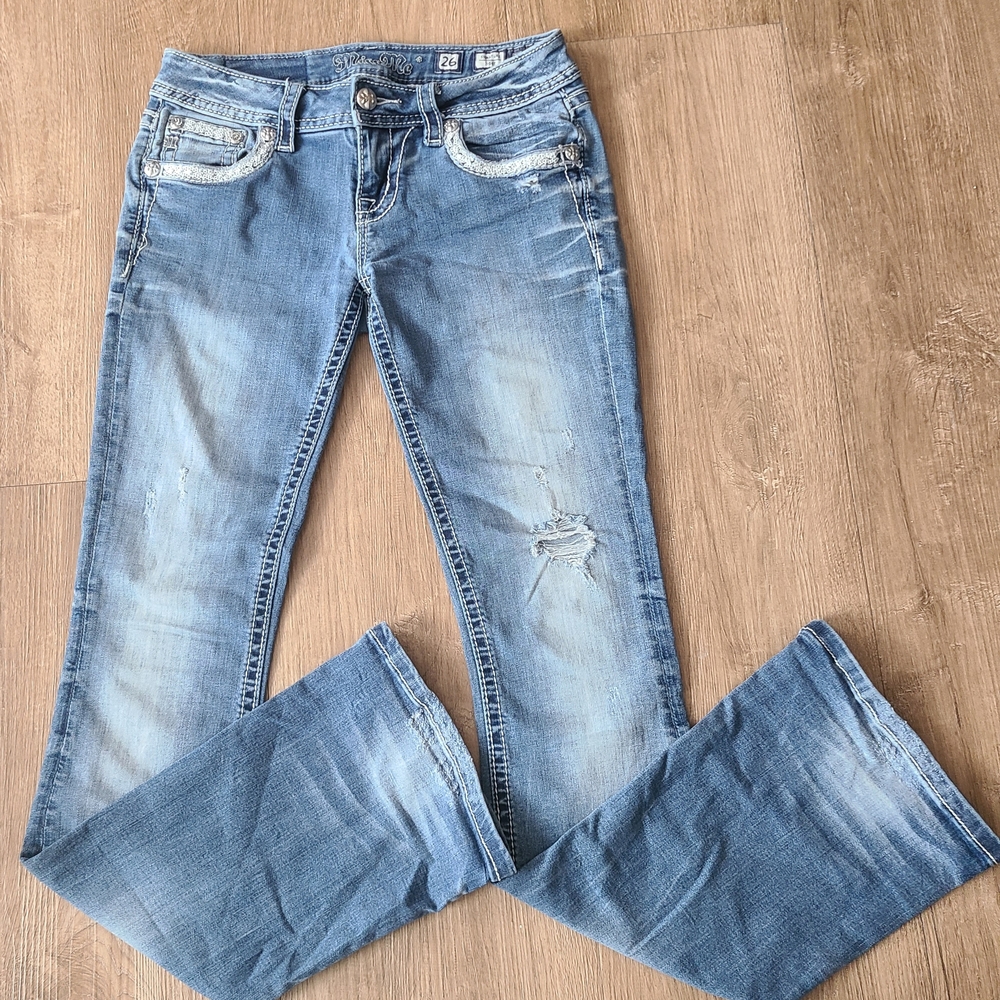 Miss Me Boot Cut Jeans (26x34) with Beaded Pockets